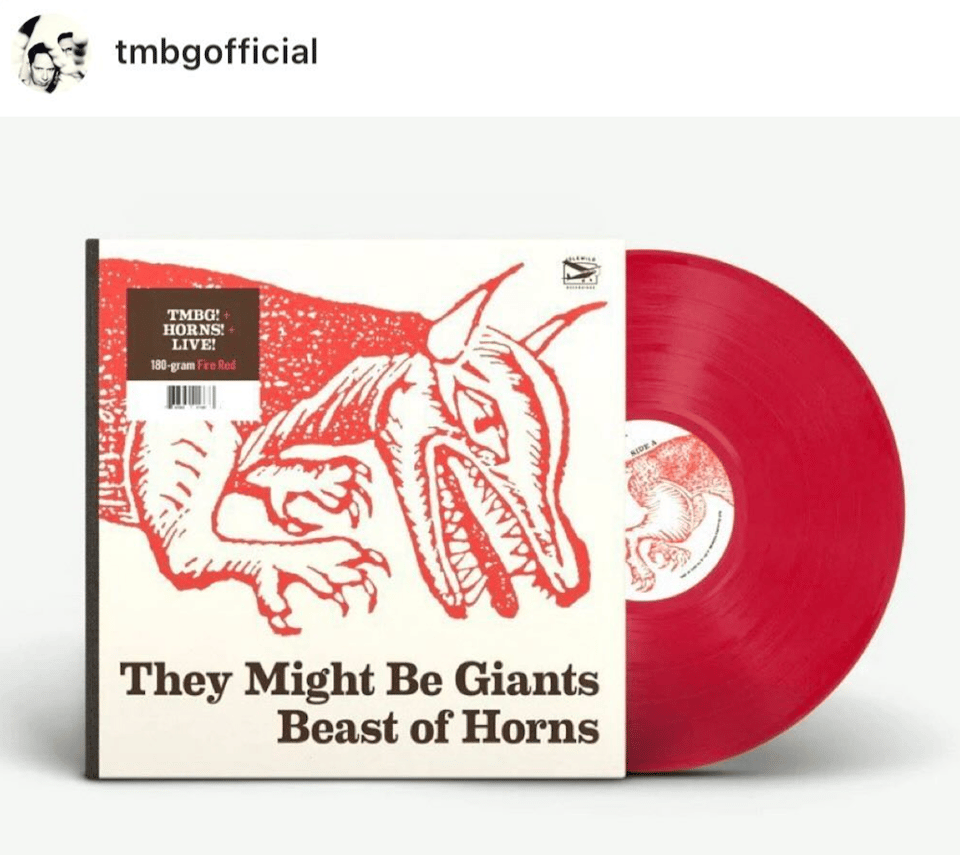 Screengrab from the @tmbgofficial instagram account, showing a record sleeve and red vinyl disc.