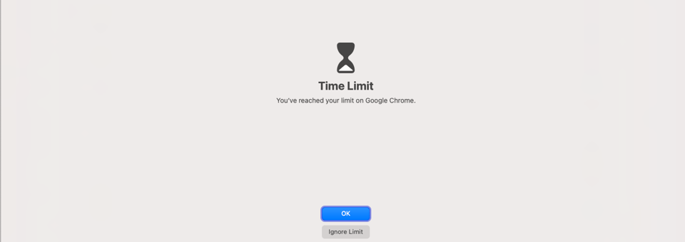 TIME LIMIT: the screen you see when you try to access your browser during downtime