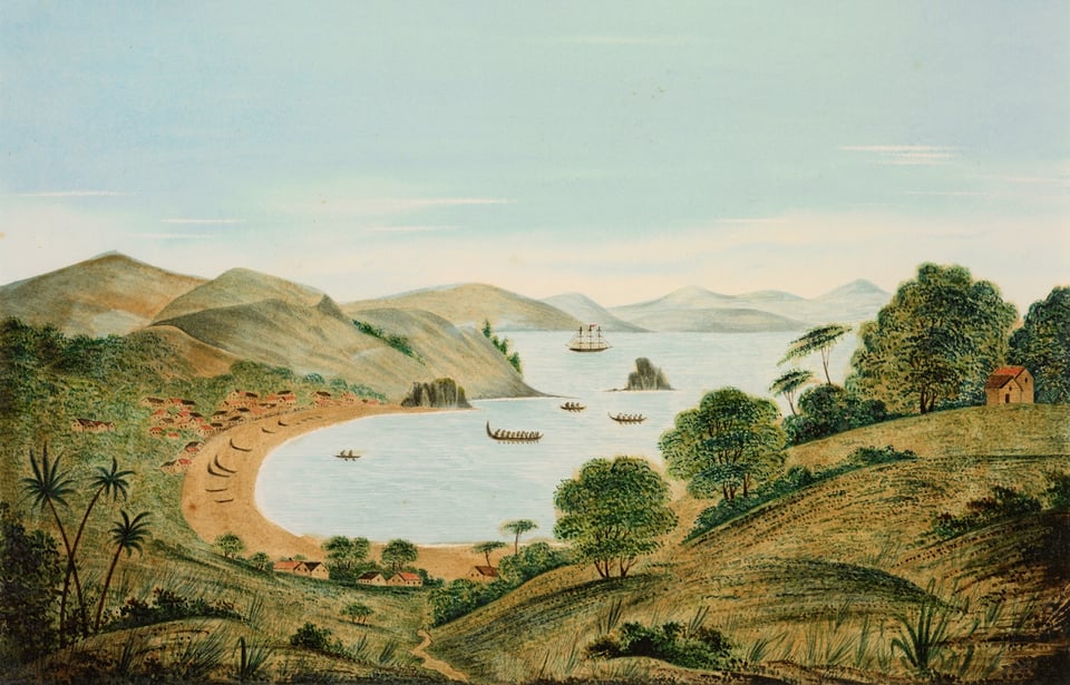 A view of the beach at Kororareka in New Zealand