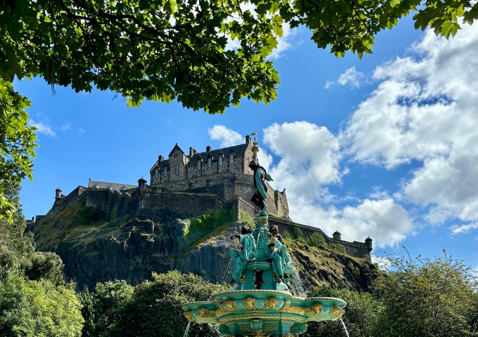 A photo of Edinburgh Castle from Princes Street Gardens