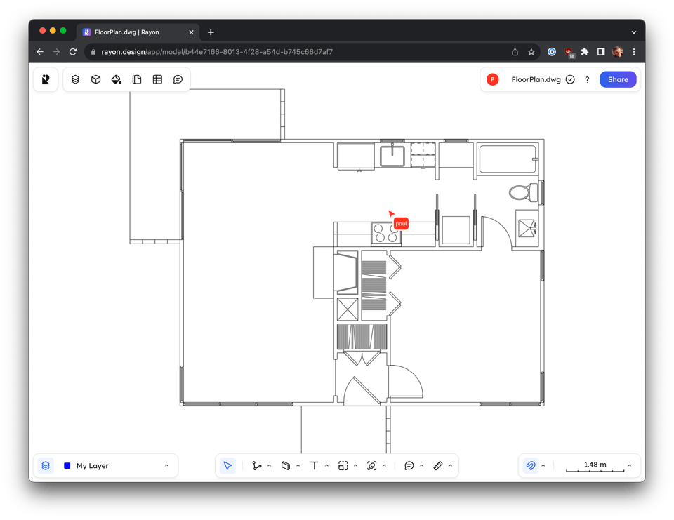 Screenshot of Rayon showing a floor plan