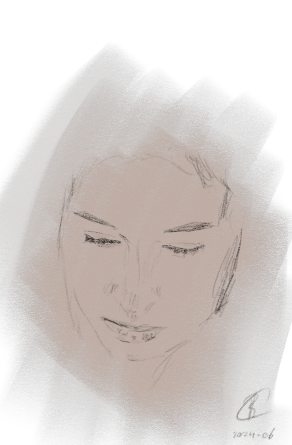 A sketch of a woman, Alice (one of the main characters in the book), pondering