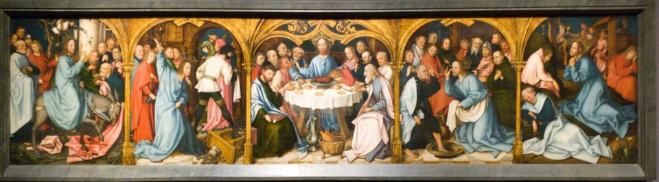 Late 15th century altarpiece showing the last supper with Jesus and the Apostles