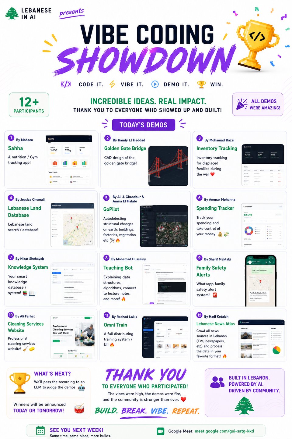 🏆 Lebanese in AI Vibe Coding Showdown — Winners & Demo Showcase