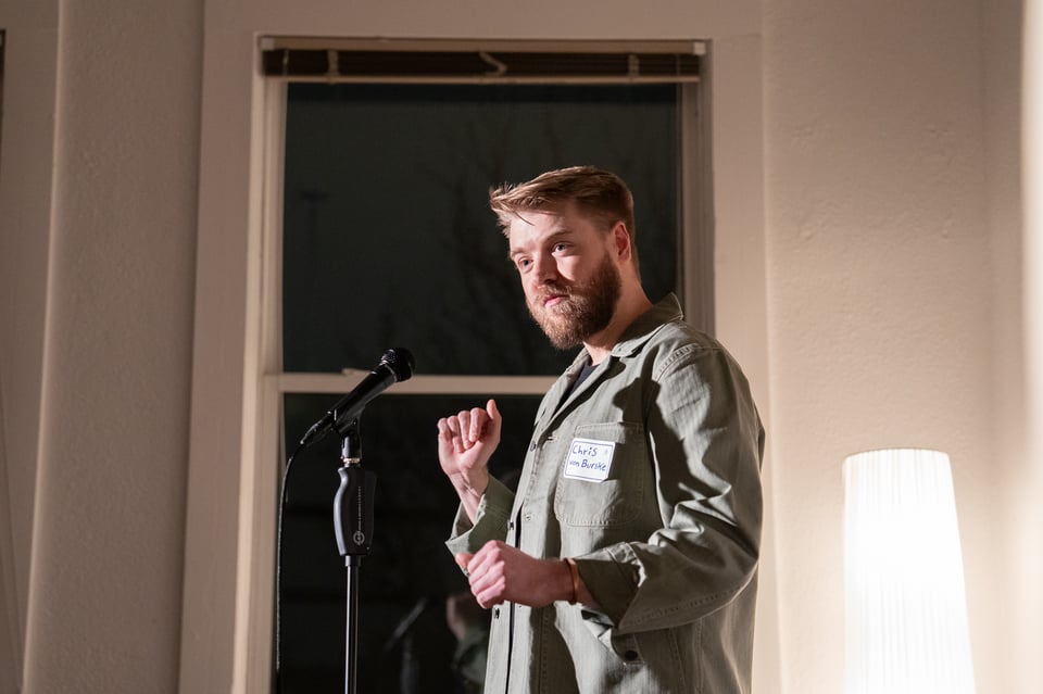 Chris telling a story.