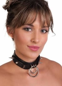 Women Black BDSM Kinky Slave Choker Collar Gothic Necklace With Spikes & 2 Rings