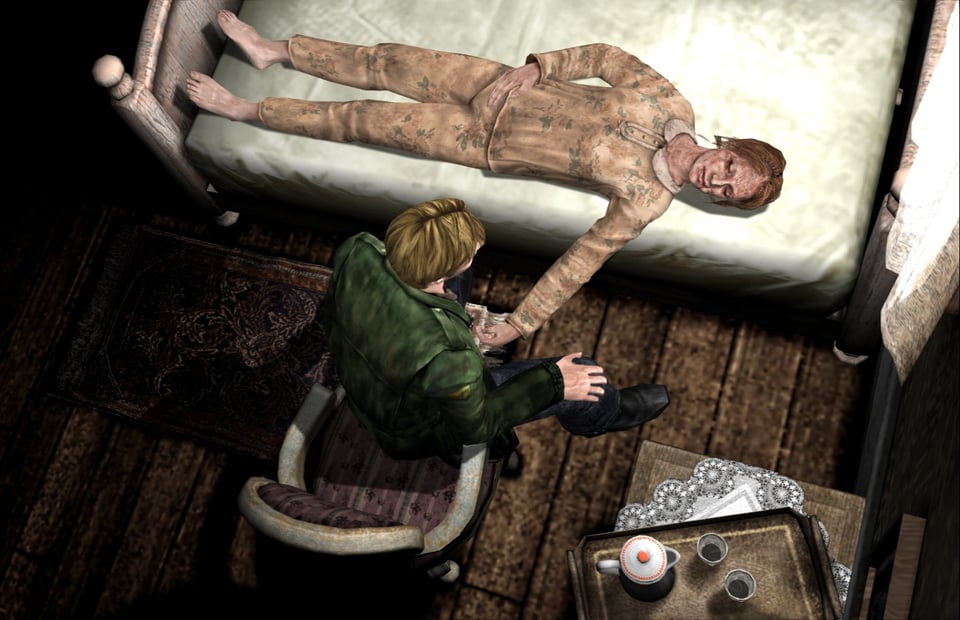 Mary as she lays dying in her bed
