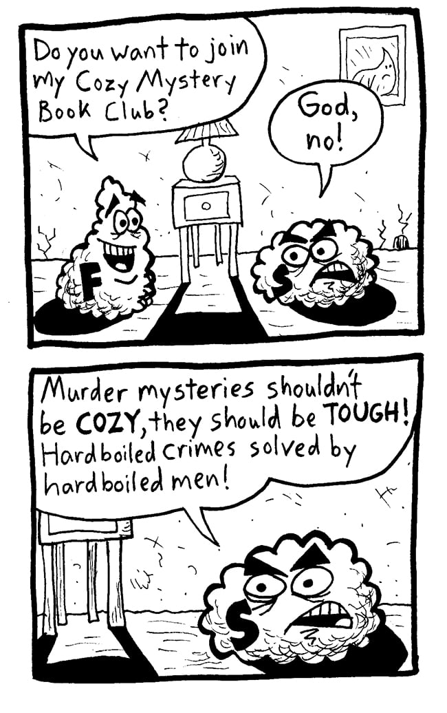 The second page of the comic. They talk! I know, I should transcribe the dialogue, but I have never gotten any indication anyone has ever read a single one of these alt texts, and so I don't have a huge incentive to do it, you know?