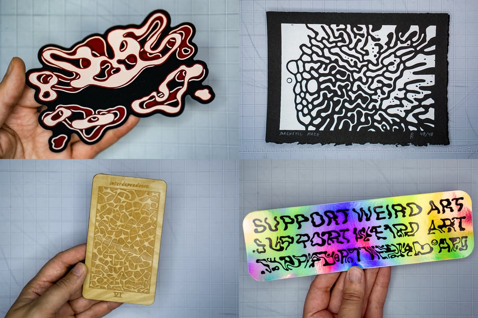 art objects being held in hands