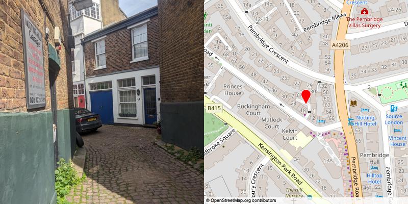 A picture and map of the mews
