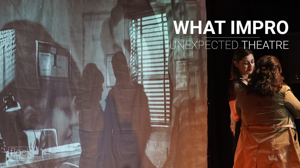 2 actresses in front of a projector screen