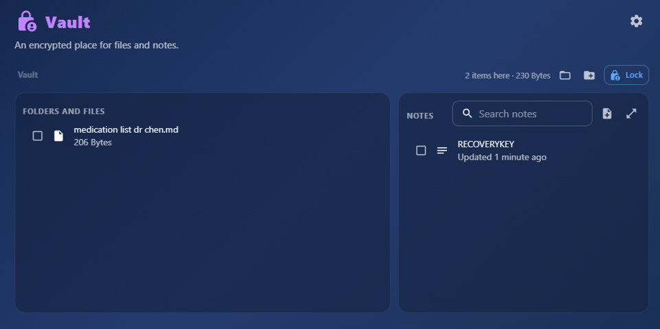 VaultSort has a Vault, and Encrypted Notes