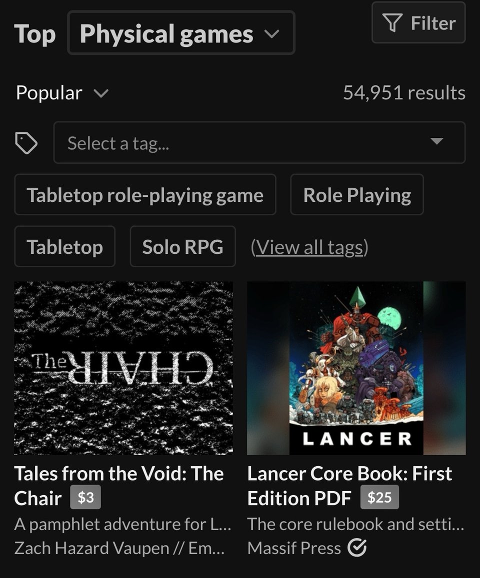 the chair listed as #1 on popular physical games on itchio