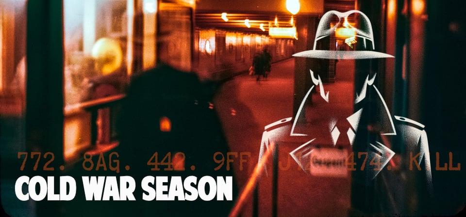 A spy superimposed over code words and the german underground, its cold war season