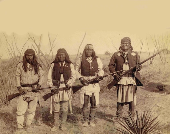 Native American Indian Apache warrior Geronimo and his band of warriors photo