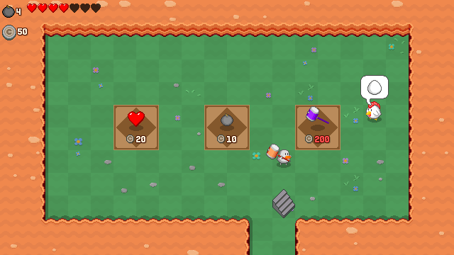A shop in my new game, with a chicken shopkeeper asking you to find an egg