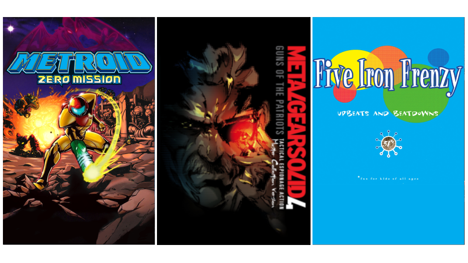 Metroid Zero Mission, Metal Gear Solid 4, Five Iron Frenzy