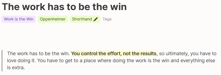 The work has to be the win quote