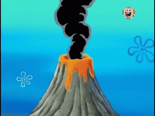 A gif of an animated volcano erupting