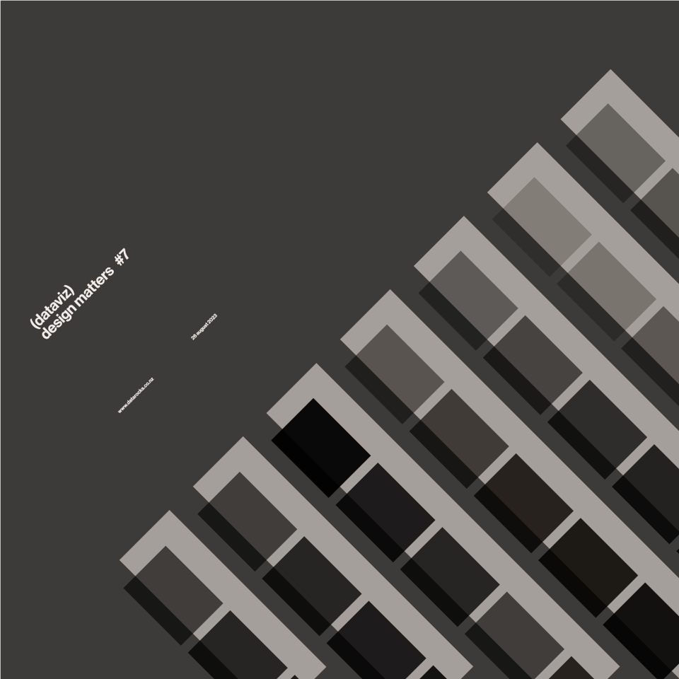 "A graphic titled 'dataviz design matters #7' dated 08 March 2024. The design features a series of isometric rectangles with shadows, arranged in a diagonal pattern on a dark background. The rectangles create a layered effect, emphasizing depth and geometric alignment."