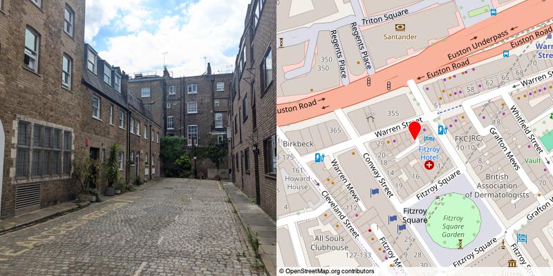 A picture and map of the mews