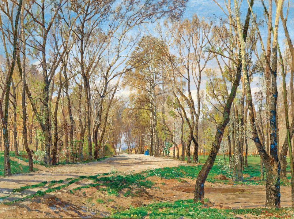 Painting of a path in the woods in Vienna, Austria