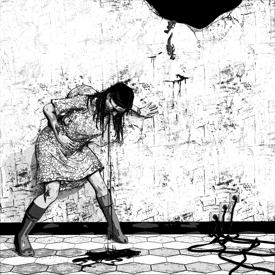 woman covered in leeches vomiting blood