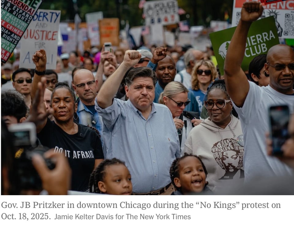Pritzker at the no kings protest.