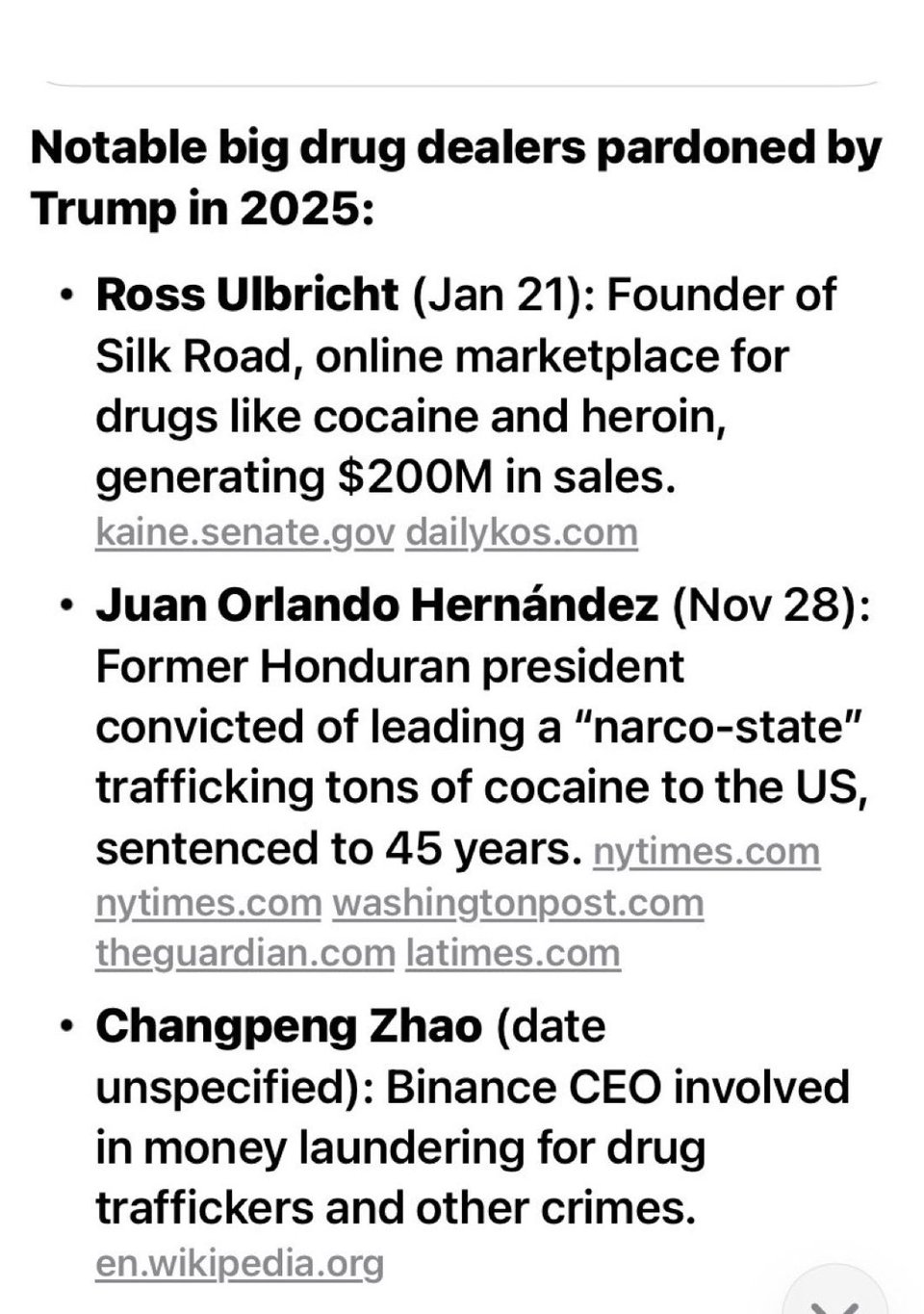drug czars pardoned by trump in 2025.