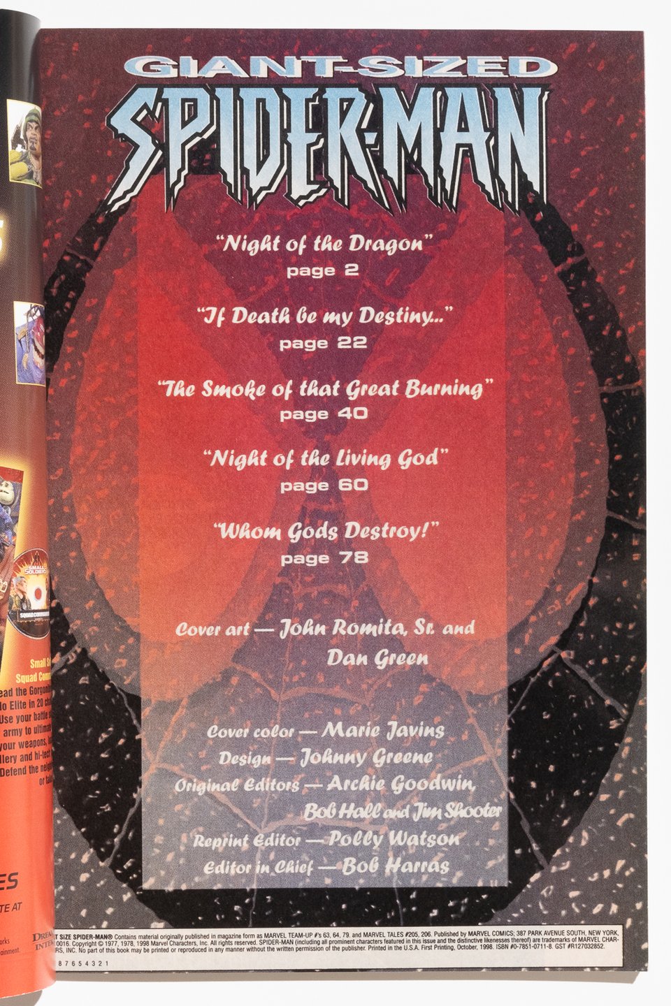 the table of contents for the book showing that there are 5 stories reprinted here.