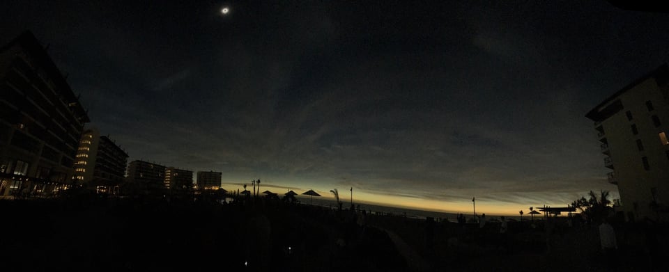 Panorama view of the total solar eclipse, with 360 degree sunset