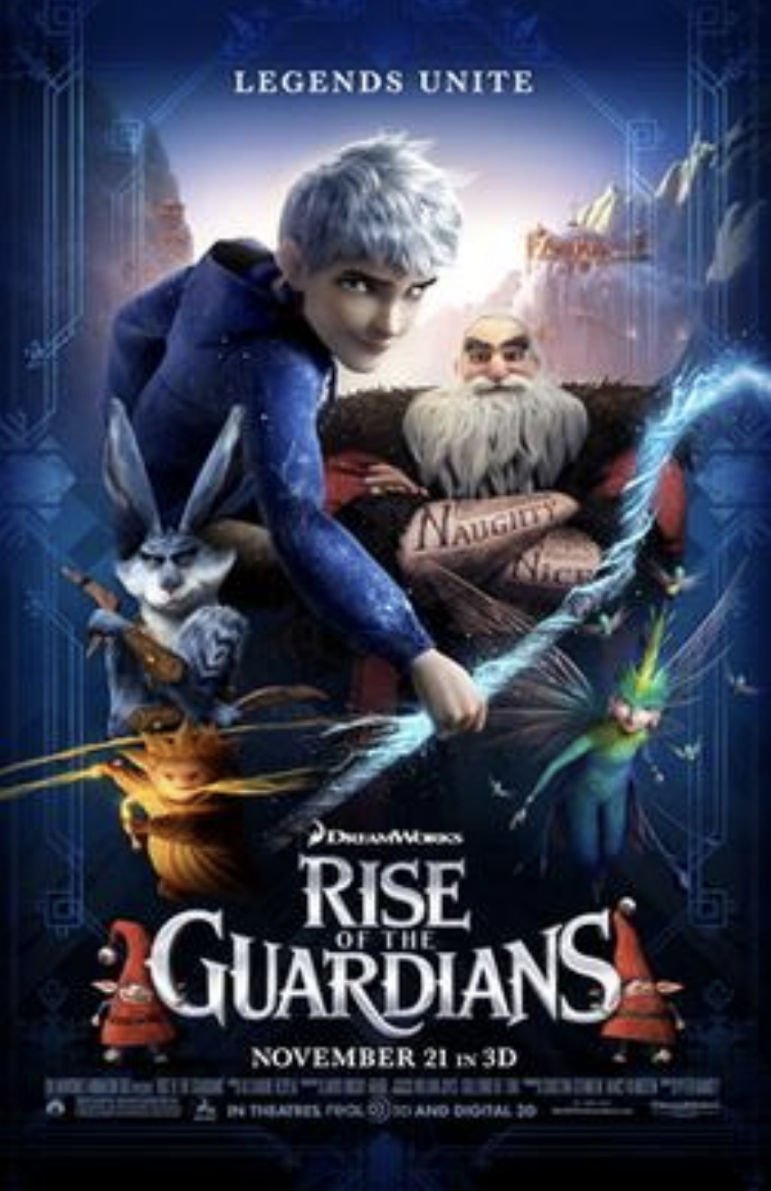 Movie poster for Rise of the Guardians film.