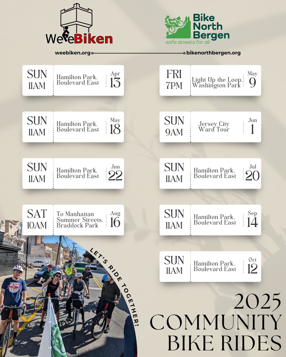 a poster for the 2025 community bike ride season