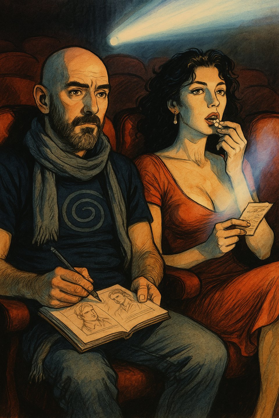 DARIA Y HENRY VIENDO UNA PELÍCULA EN EL CINE