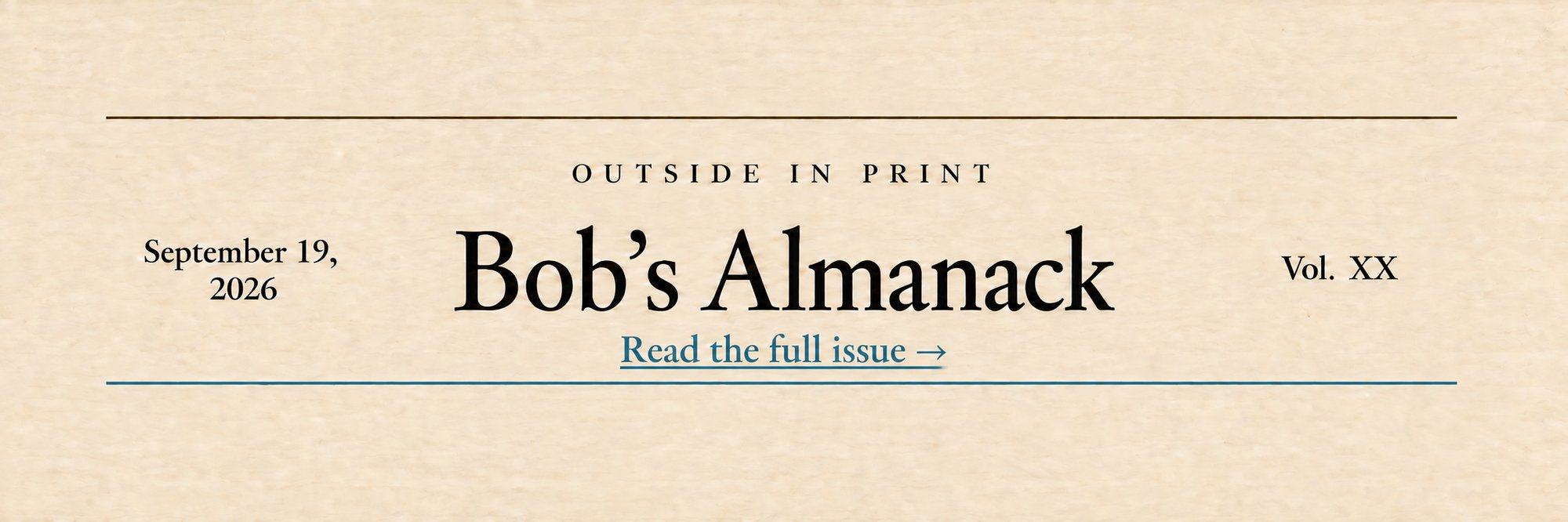 Bob's Almanack, September 19, 2026