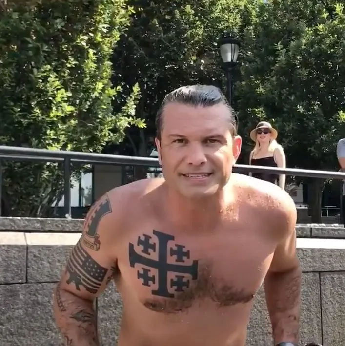 SecDef Pete Hegseth and his obviously white power tattoos