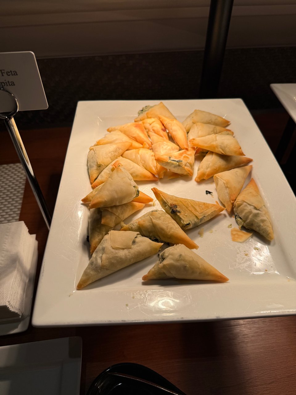 photo of plate of spanakopita at a hotel conference event