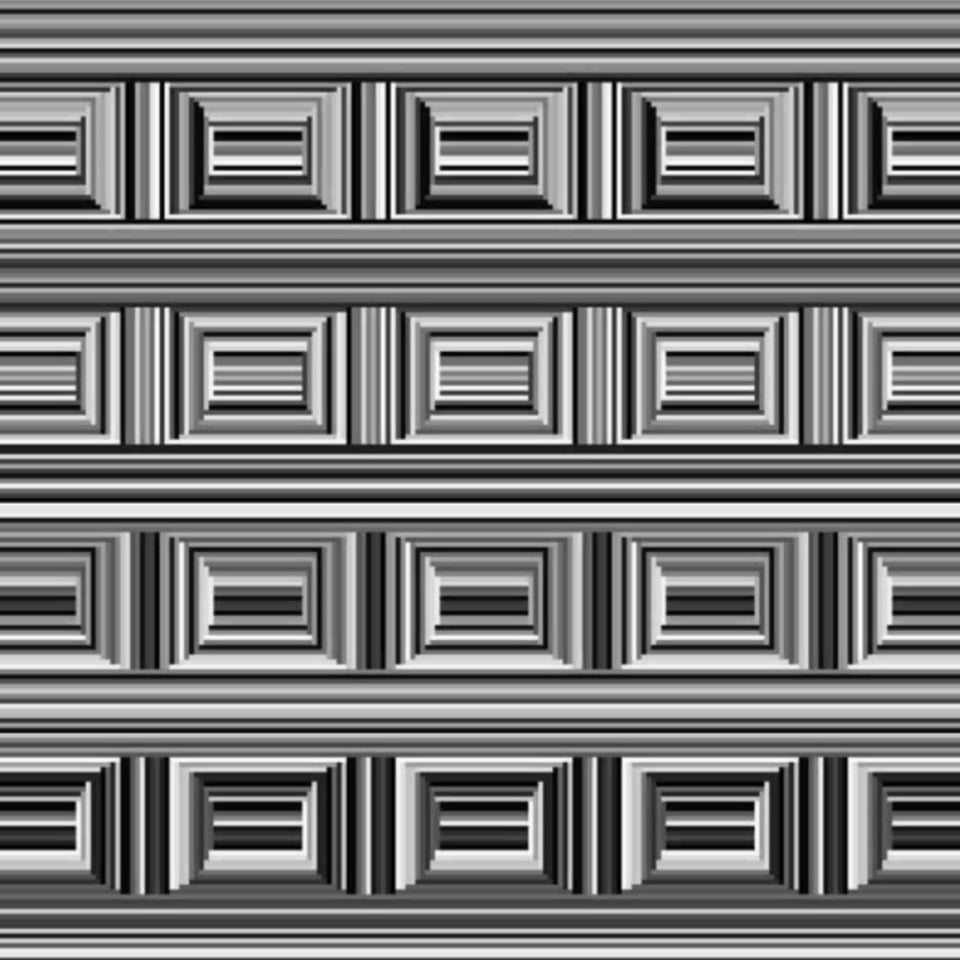 Coffer illusion - what you see is influenced by your culture - either a grid of rectangles, or a collection of circles