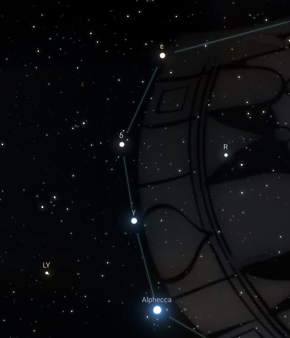 Alphecc, Gamma Coronae Borealis and Delta Coronae Borealis