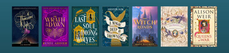 Banner with covers for the books listed below against a teal gradiant background.