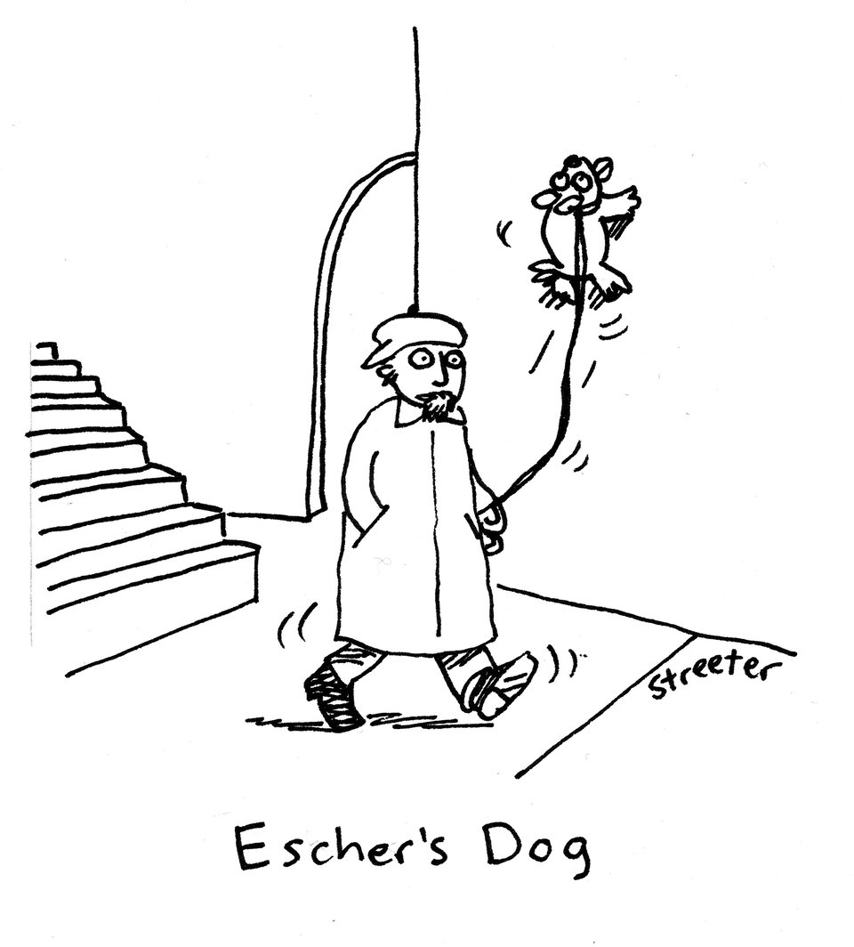 Cartoon of Escher's dog