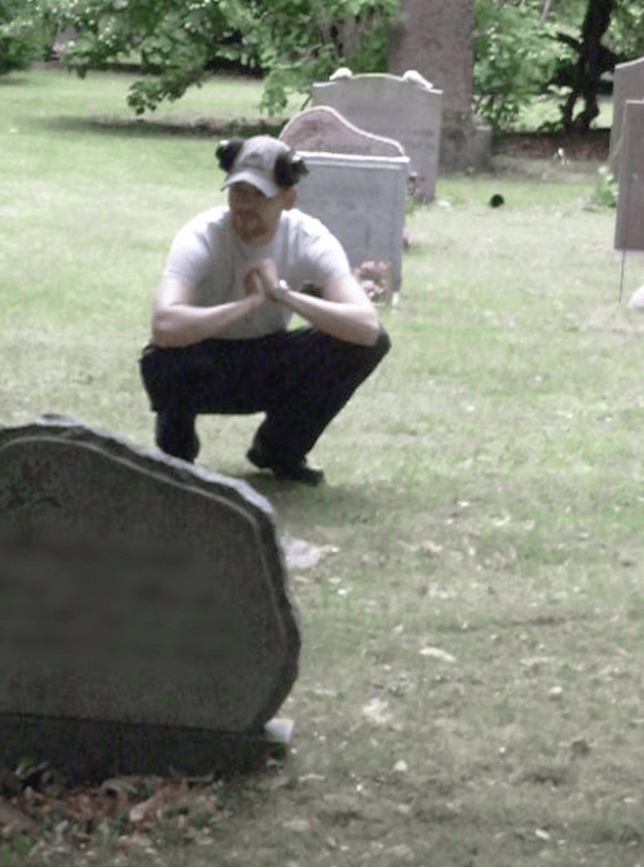 Cotton Mouth chilling in a graveyard