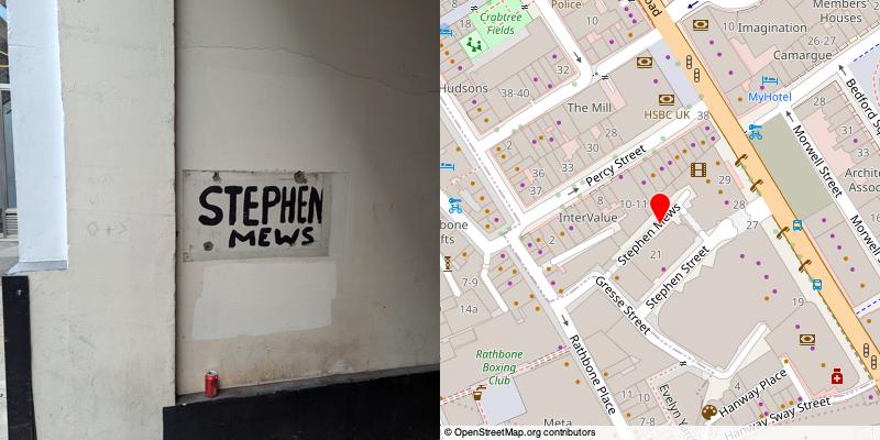 A picture and map of the mews