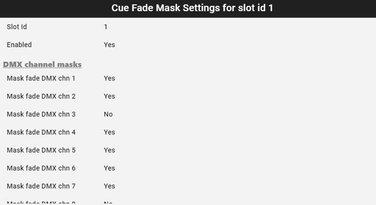 Cue Fade Mask for slot id 1