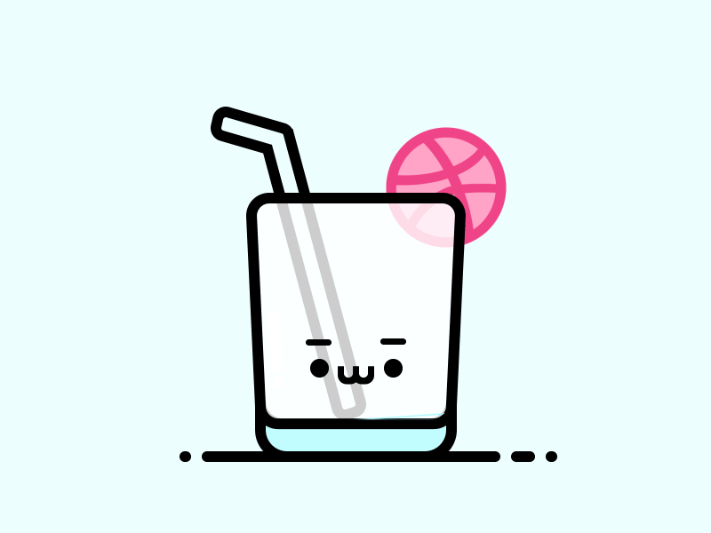 Animated image of a cartoon glass of water being filled and drunk through a straw.