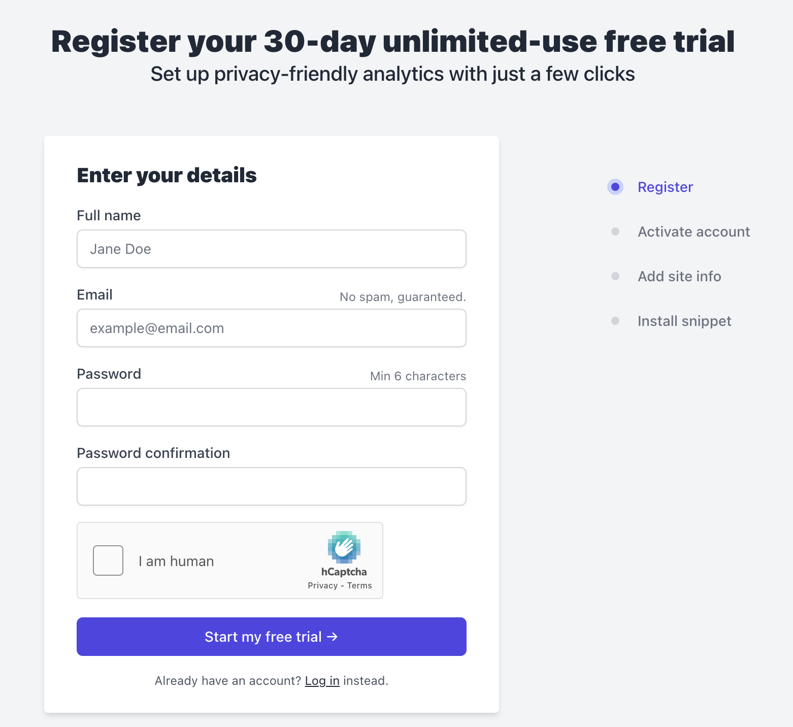 Screenshot of Plausible pricing page