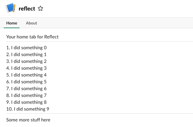 Working App Home for Reflect demo app