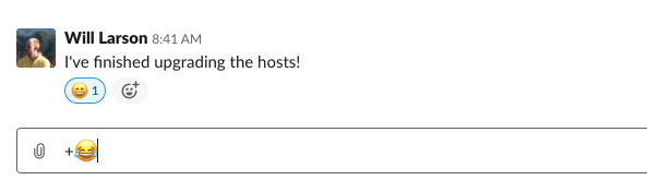 Example of using Slack reaction emoji aka reacji