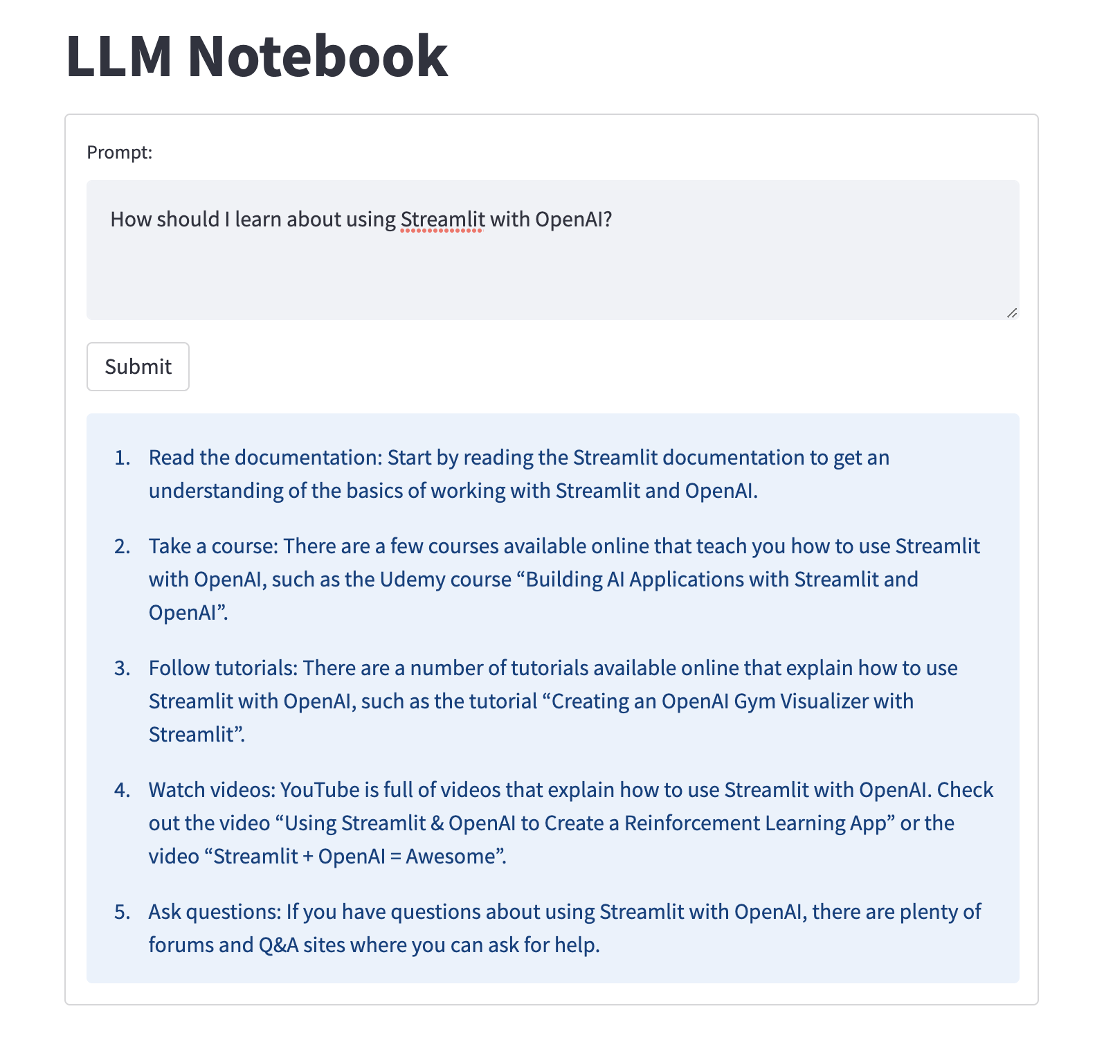 Create a text widget using Streamlit.