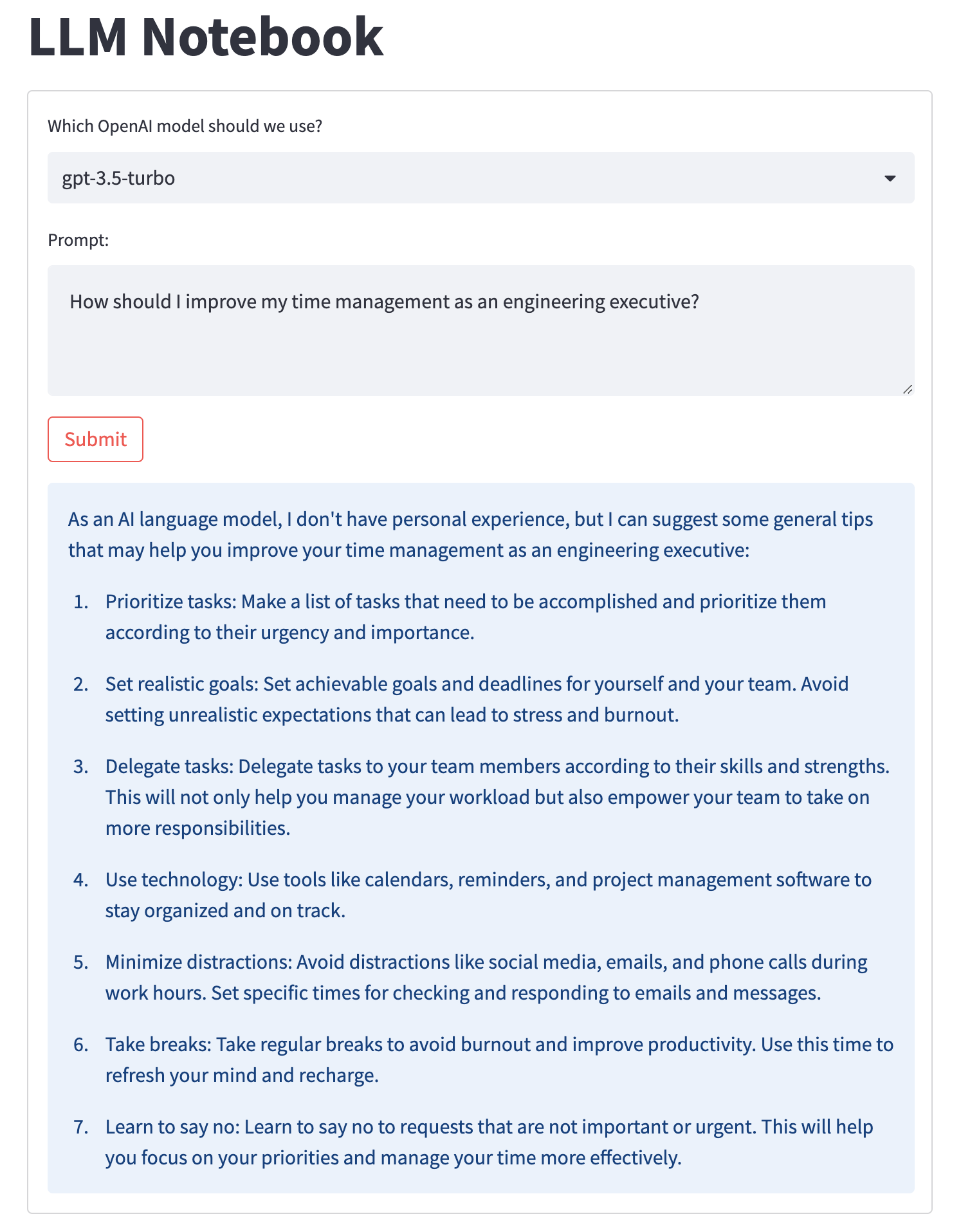 Selecting between OpenAI models for Streamlit.